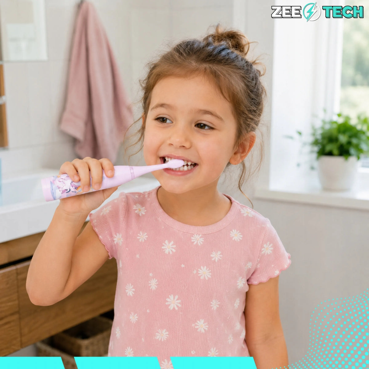 „ZeeTech“ soninė elektrinė dantų šepetėlė vaikams, 4 režimai, 8 galvutės