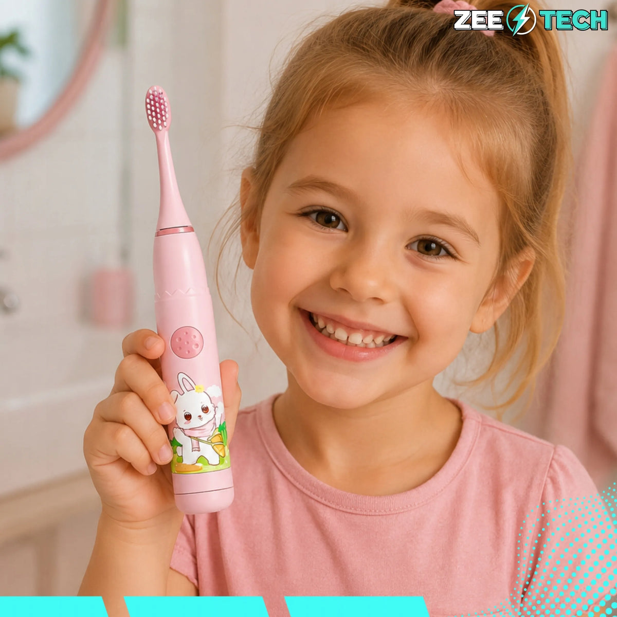 „ZeeTech“ soninė elektrinė dantų šepetėlė vaikams, 4 režimai, 8 galvutės
