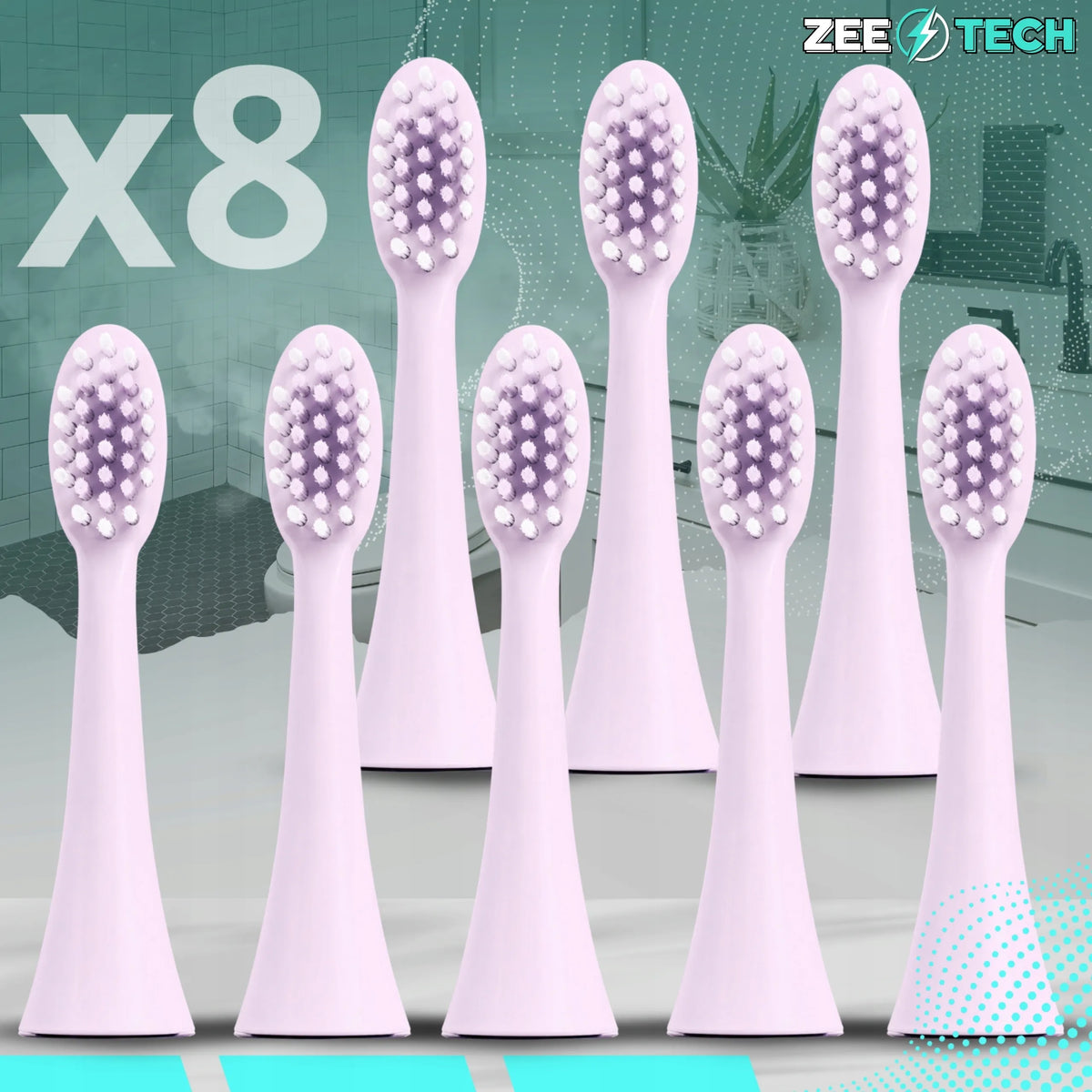 „ZeeTech“ soninė elektrinė dantų šepetėlė vaikams, 4 režimai, 8 galvutės