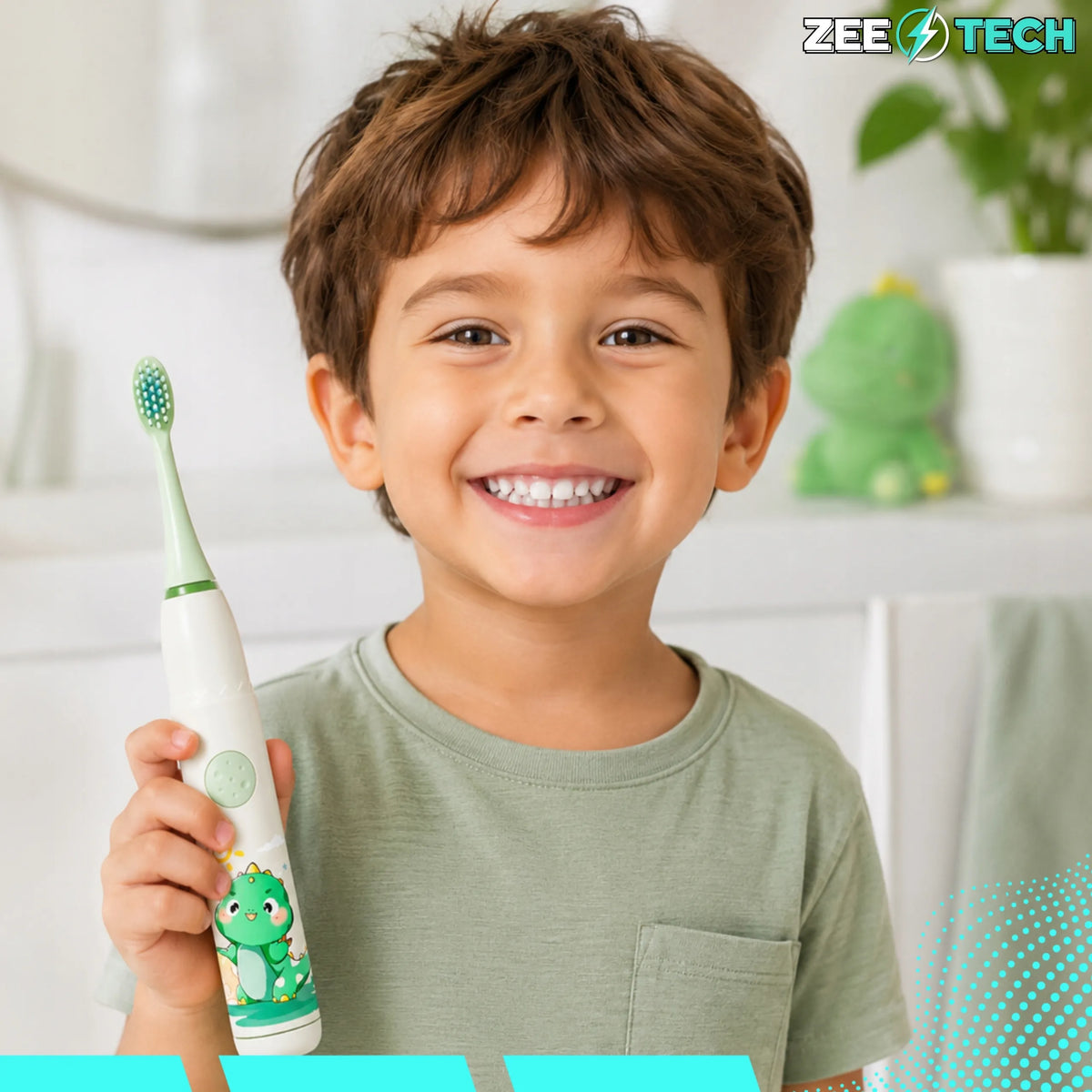 „ZeeTech“ soninė elektrinė dantų šepetėlė vaikams, 4 režimai, 8 galvutės