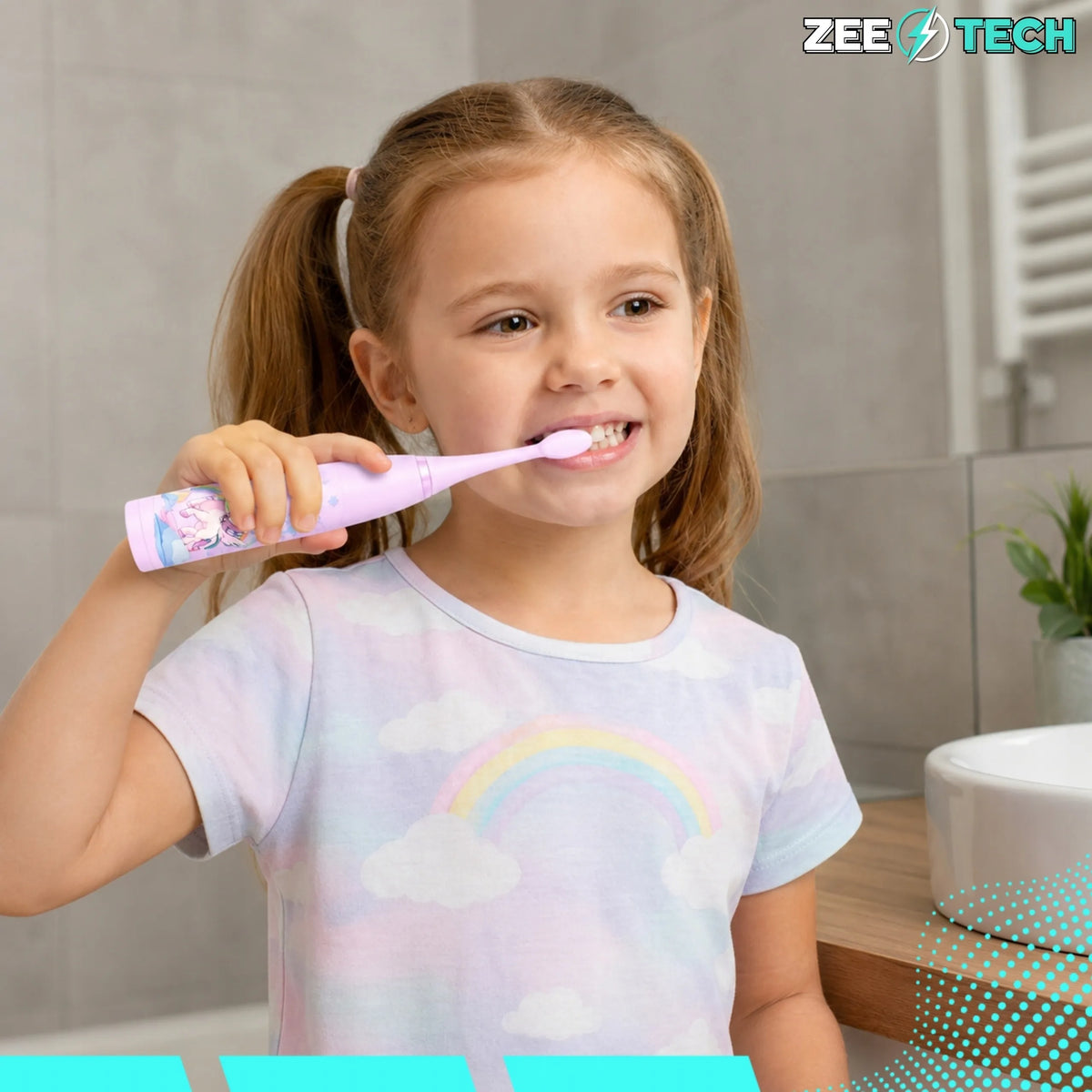 „ZeeTech“ soninė elektrinė dantų šepetėlė vaikams, 4 režimai, 8 galvutės