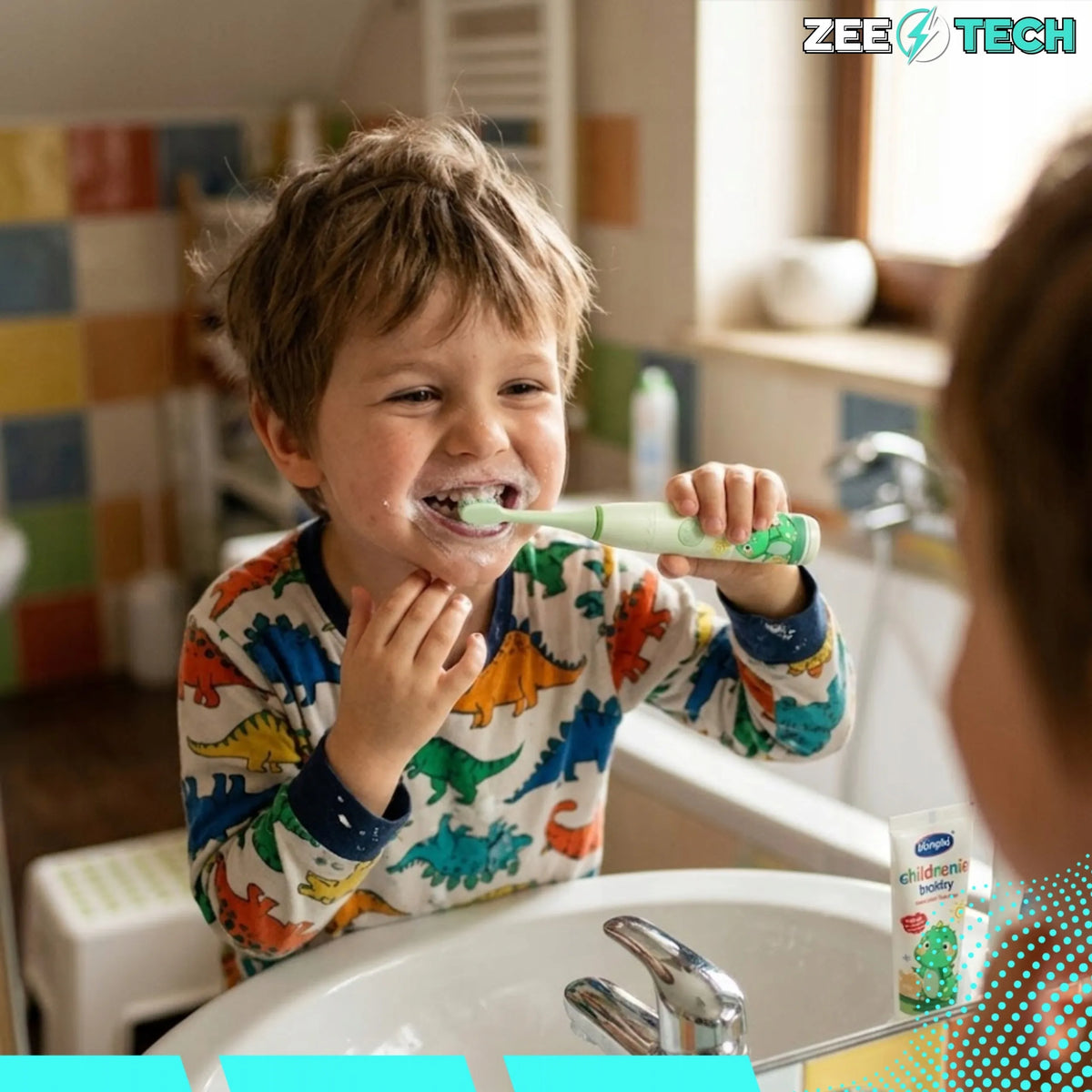 „ZeeTech“ soninė elektrinė dantų šepetėlė vaikams, 4 režimai, 8 galvutės