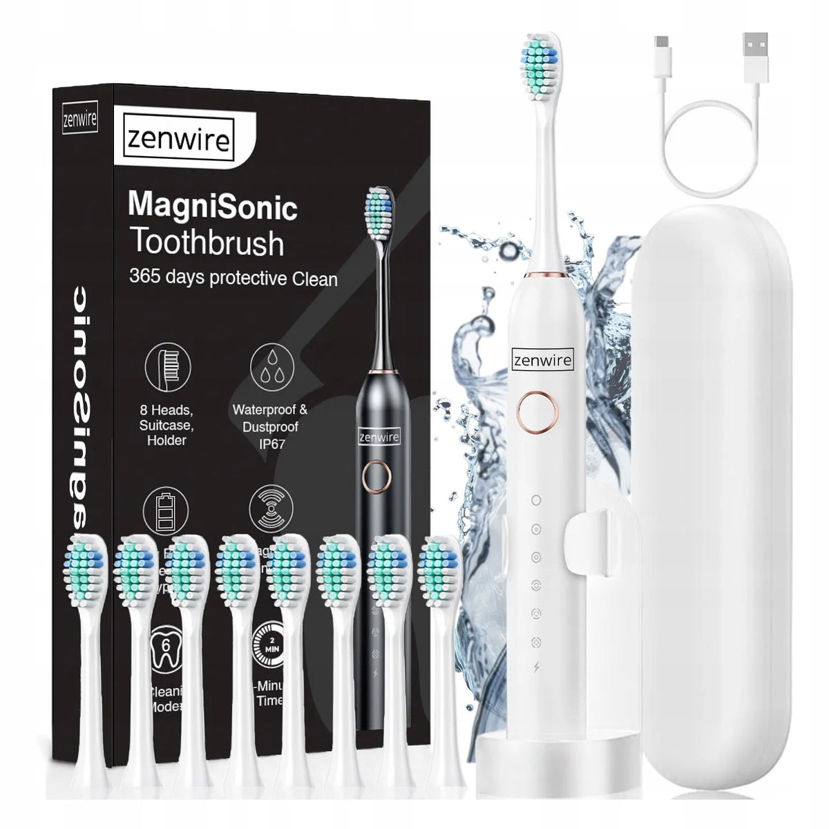 „Zenwire MagniSonic 506“ magnetinis elektrinis garsinis dantų šepetėlis suaugusiesiems ir vaikams