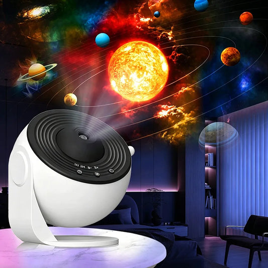 Žvaigždžių projektorius – naktinė lemputė su 13 planetų diskų, „Galaxy“, USB